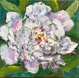 Floral painting Flower White Peony Smal original canvas painting Wall art decor