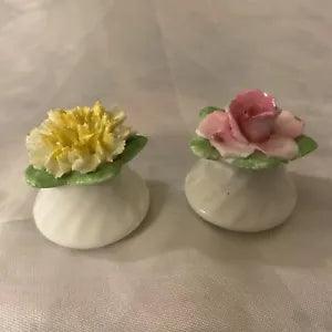 Royal Adderley Rose Carnation Flower Salt Pepper Shaker Set Porcelain England