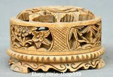 Old China Natural Shoushan Stone Carving Peony Flower Hollow Storage Box Statue