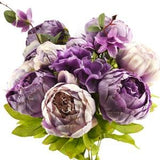 FiveSeasonStuff Mixed Purple Silk Peonies Artificial Flower Bouquet
