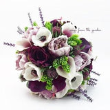 Bridal or Bridesmaid Bouquet Anemones Lavender Peonies Plum Roses Callas - Add a Groom or Groomsman Boutonniere or Arch Flowers and More!