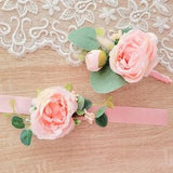 PROM CORSAGE, PINK Roses Bridesmaids Corsage Gift For Wife, Decorative Hair Flower For Hair Pins Wrist Etc