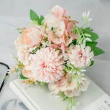 Wedding Bouquet Fake Flower Silk Peony Hydrangea Artificial Flowers Multicolor