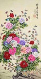 ORIENTAL ASIAN ART CHINESE WATERCOLOR PAINTING-Peony flower&Beautiful butterfly