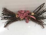 Shabby chic country wall over the door floral arrangement natural twig branches