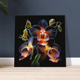 Tri Orchids on Black Stretched Canvas Print, Ready to Hang Wall Art, Bold Eye-Catching Design