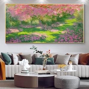 Original Summer Landscape Oil Painting on Canvas, Large Wall Art, Abstract Nature Scenery Art, Green Plants Painting, Living room Wall Decor