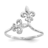 14K White Gold Fleur De Lis Flower Ring