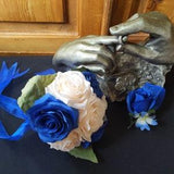 Blue Bridal Bouquet - Wedding Bouquet - Blue Roses - Ivory Roses - Fake Wedding Bouquet