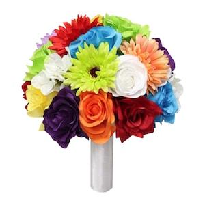 Bouquet-large bridal bouquet keepsake colorful rose daisy summer fall all season wedding flowers