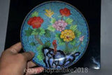 NEW LISTING7.2 " Ancient China Cloisonne enamel Bronze Dynasty Peony Flower Bird Plate
