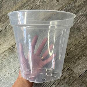 8??? large round ultra clear orchid pot, Clear plastic pot, Plastic flower pot for orchids, Clear pot for large tropicals, Aroid nursery pot