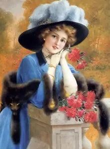Oil painting emile vernon - carnations are for love young lady & flowers canvas