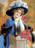 Oil painting emile vernon - carnations are for love young lady & flowers canvas