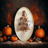 Large Vintage Dried Flower Picture, Cideart Belgium Art Picture, Gold Convex
