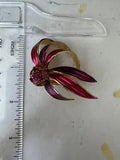 Vintage Weiss Purple & Pink Rhinestone & Enamel Lily Brooch