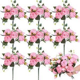 8 Packs Artificial Flowers Faux Flowers Silk Hydrangea Bouquet Peony Light Pink