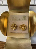 Vintage Estate Cerrito Gold Tone Carnation Pierced Earrings New Old Stock
