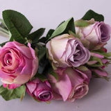 Small Roses Bouquet 10', Artificial Ivory Roses Arrangement, Wedding Burgundy Bouquet, Silk Pink Roses, Home Decor Table Centerpiece