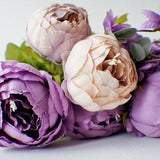 Purple Mauve peony bunch, Off White Silk Artificial Flowers, DIY wedding flowers, Floral stems, Flower Bunch, Home Accents, Center Piece