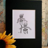 Original Dotwork Ink Illustration - Slipper Orchid