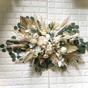 BOHO Pampas Grass Wedding Arch Arrangement Rustic Arbor Arrangements White IVORY Flowers Eucalyptus Wedding White Arch Flowers Wedding Decor