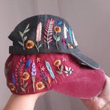 Floral Embroidered Cap, Hand embroidery hat, Sunflower embroidery cap, gift for woman, mothers day hat, Personalized gift,Baseball caps