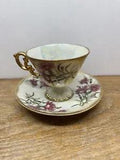 Vintage UCAGCO Flower of the Month January Carnation Footed Cup & Saucer Set