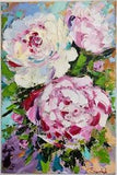 Original Oil Painting Peonys Flowers Floral Hand Painted Impasto Art 12x8 inches