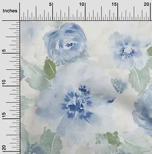 oneOone Cotton Poplin Fabric Watercolor Leaves & Peony Floral Fabric-GK1