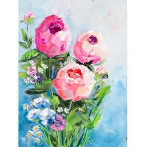 Peony Painting Impasto Painting on canvas Peonies Wall art, Flower Oil Painting Bouquet Still life Painting Handmade home decor,