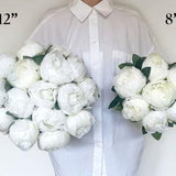 12" Ivory Peony wedding bouquet, Bridesmaid Bouquet, Artificial Peonies Bouquet, Artificial Wedding Flowers, Silk Bridal Bridesmaids Flowers