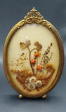 Victorian Era composition of dried flowers framed vintage small art