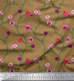 Soimoi Cotton Poplin Fabric Leaves & Peony Floral Fabric Prints-Qaw