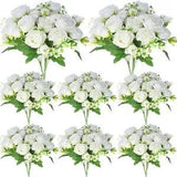 8 Bundles 40 Heads Artificial Peonies Silk Flowers Fake Peony Bouquet Faux