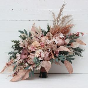 Boho bouquet Dusty rose cream blush pink flowers Bridal bouquet Faux bouquet Fall wedding  Silk flowers Boho wedding- width 20 inch