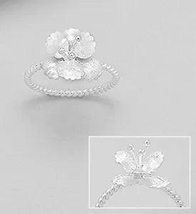 Solid Sterling Silver Lily Orchid Flower Ring 12mm Wide 2g Size 9 Matt Finish