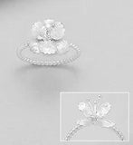 Solid Sterling Silver Orchid Lily Flower Ring 12mm Wide 2.1g Size 8 Matt Finish