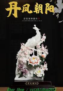NEW LISTING20" Chinese Dehua Color Porcelain Phoenix Phenix Peony Plum Flower Animal Statue