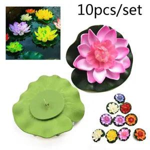 10X Artificial Lotus Flower Water Lily Fake Plants Swimming Pool Floating Plant