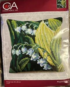 Collection d'Art Cross Stitch Kit Lily of Valley Pillow New Sealed 40x40cm