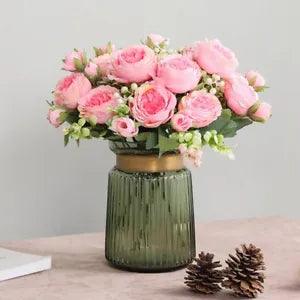 1 Bundle Artificial Peony Bouquet Wedding Flowers Bridal Bouquets Christmas...