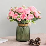 1 Bundle Artificial Peony Bouquet Wedding Flowers Bridal Bouquets Christmas...