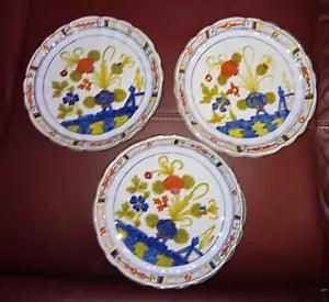 3 Set Faenza Garofano AMM 23038 Bread Plates Blue Carnation 6.5"  MINT Vintage