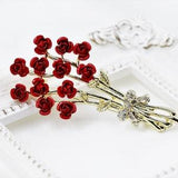 Enamel Rose Brooch, Red Flower Brooch Bouquet, Vintage Elegant Brooch, Gift, Daily Jewelry, Modern Brooch, Unique Brooch, Dress Brooch