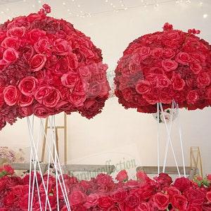 Passionate red flower centrepiece, Rose Floral  flower ball, Wedding centrepiece, wedding table flowers, Bridal Bouquets in Burgundy