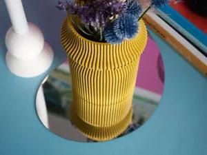Rib Cinch Vase - 3D Printed Vase, Dried Flower Vase, Modern Eclectic Vase