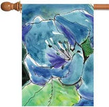 Toland Watercolor Blue Lilies 28x40 Close Up Lily Flower House Flag