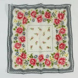 Vintage Handkerchief Flower Floral Hankie Fancy Roses Carnations Lady Multicolor