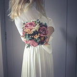 Boho bridal bouquet, bali wedding bouquet, dried flowers,wildflower bouquet with paper roses and large peony darker version